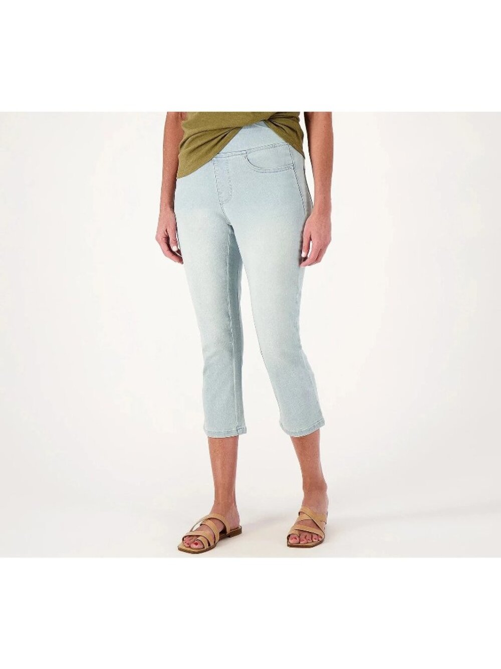 Belle by Kim Gravel Cropped Jean Size 32W Reg Primabelle Straight Leg Light Wash